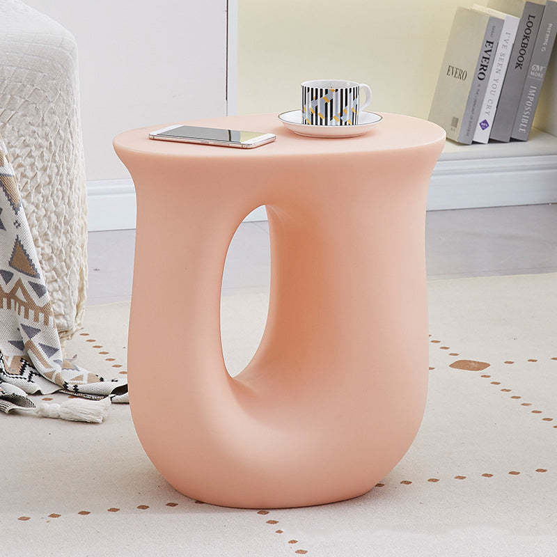 Art Deco Hollow Oval Plastic End Table — Pink