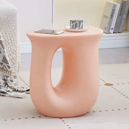 Art Deco Hollow Oval Plastic End Table — Pink