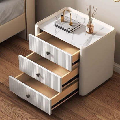 Modern Microfiber Leather 3-Drawer Nightstand — G