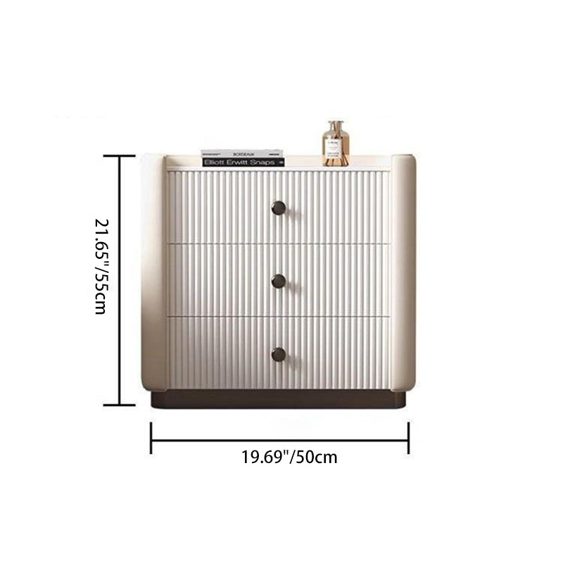 Modern Microfiber Leather 3-Drawer Nightstand — D