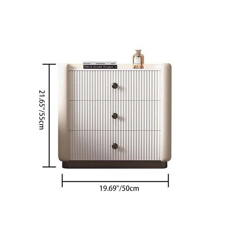 Modern Microfiber Leather 3-Drawer Nightstand — D