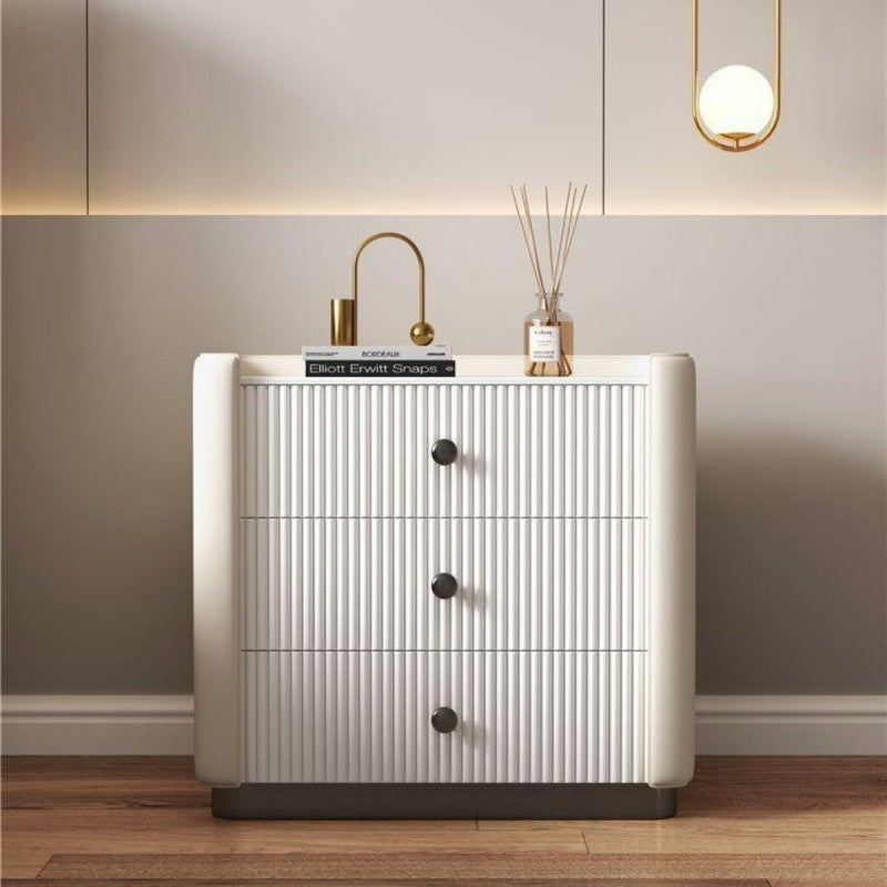 Modern Microfiber Leather 3-Drawer Nightstand — B
