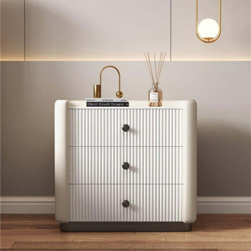Modern Microfiber Leather 3-Drawer Nightstand — B