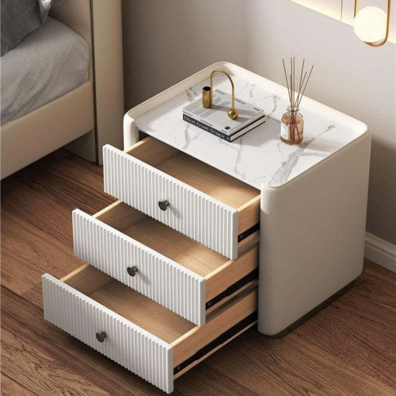 Modern Microfiber Leather 3-Drawer Nightstand — C