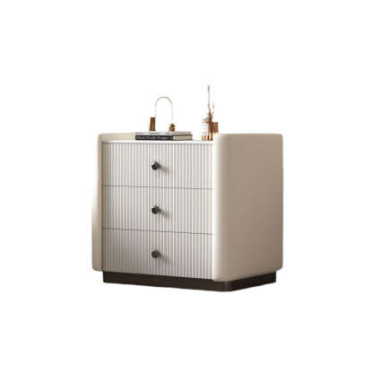 Modern Microfiber Leather 3-Drawer Nightstand