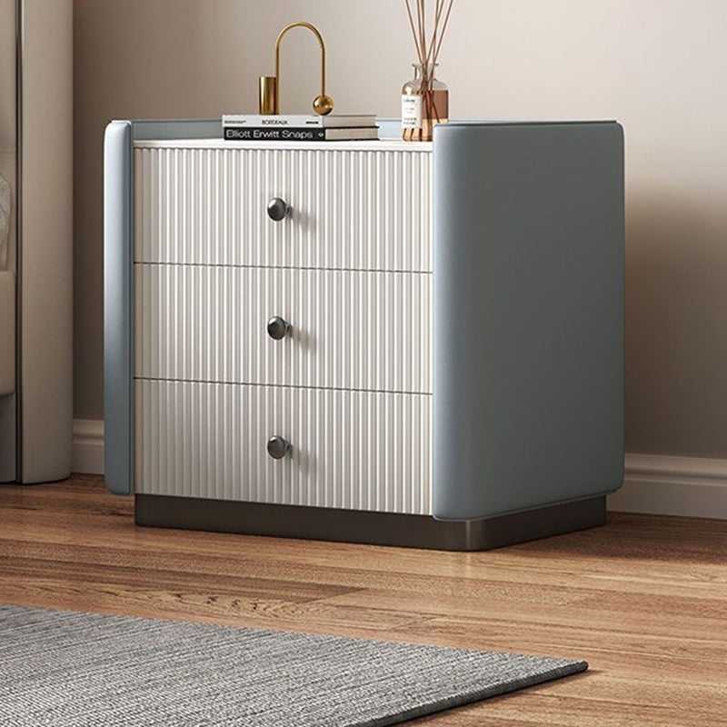 Modern Microfiber Leather 3-Drawer Nightstand