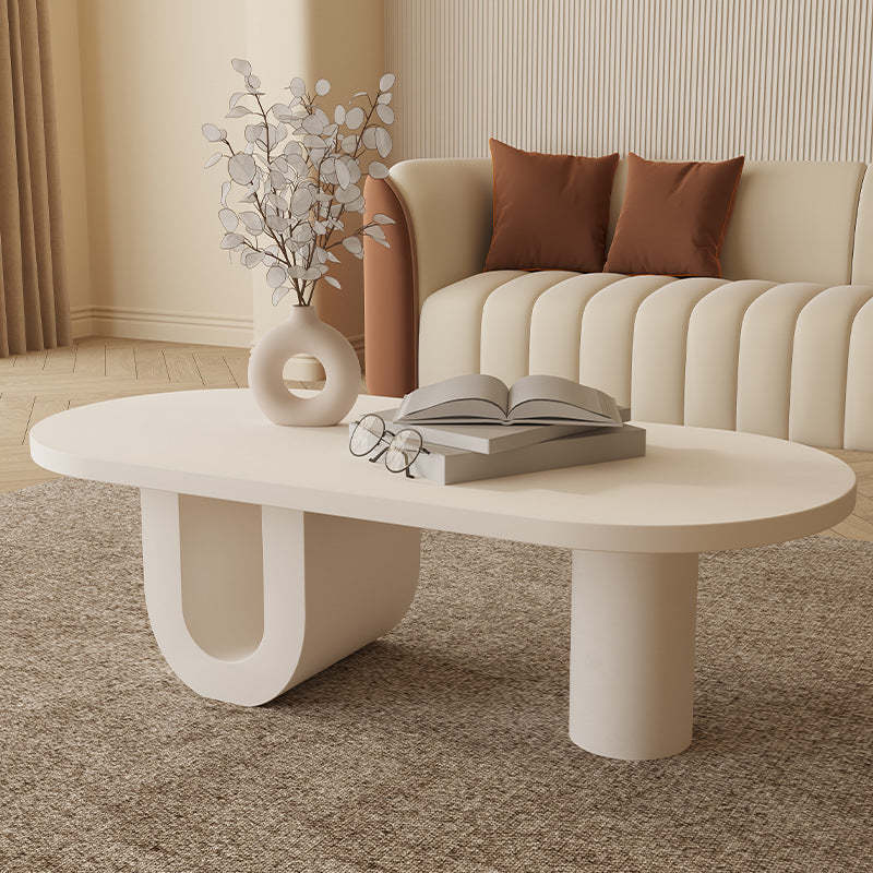 French Oval Engineered Wood Coffee Table with Storage