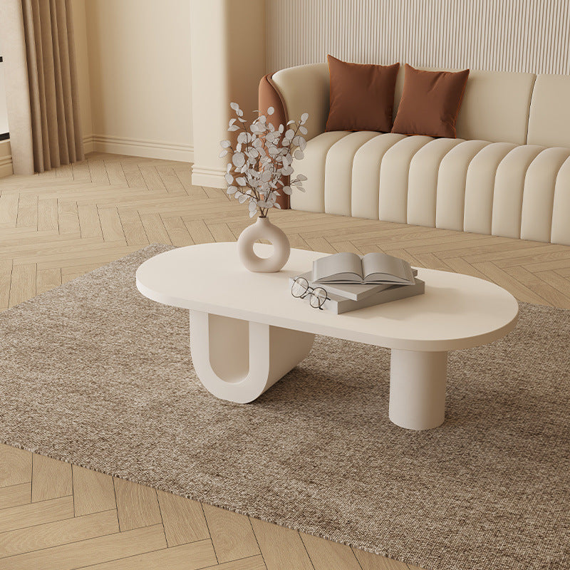 French Oval Engineered Wood Coffee Table with Storage