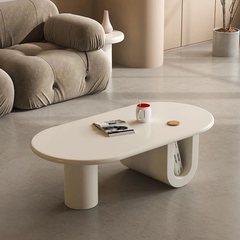 Traditional storage oval wood coffee tables
