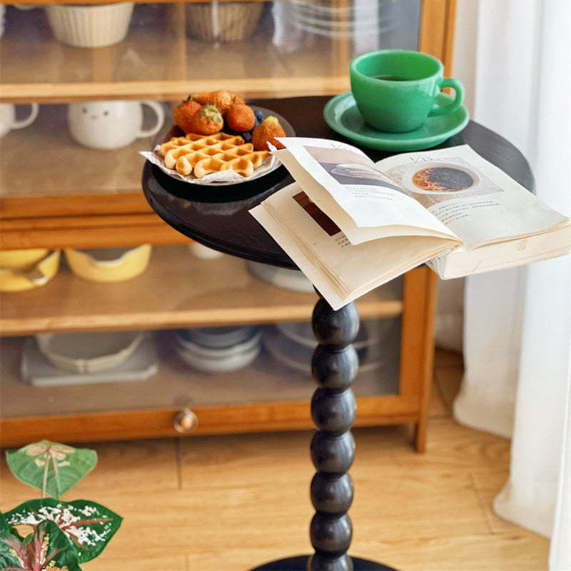 French Round Wood 1-Leg Side Table