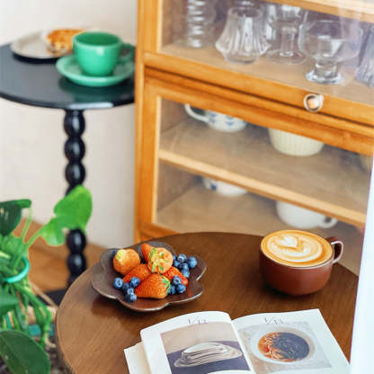 French Round Wood 1-Leg Side Table