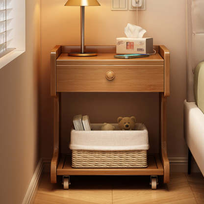 Minimalist Solid Wood 1-Drawer Rectangular Nightstand