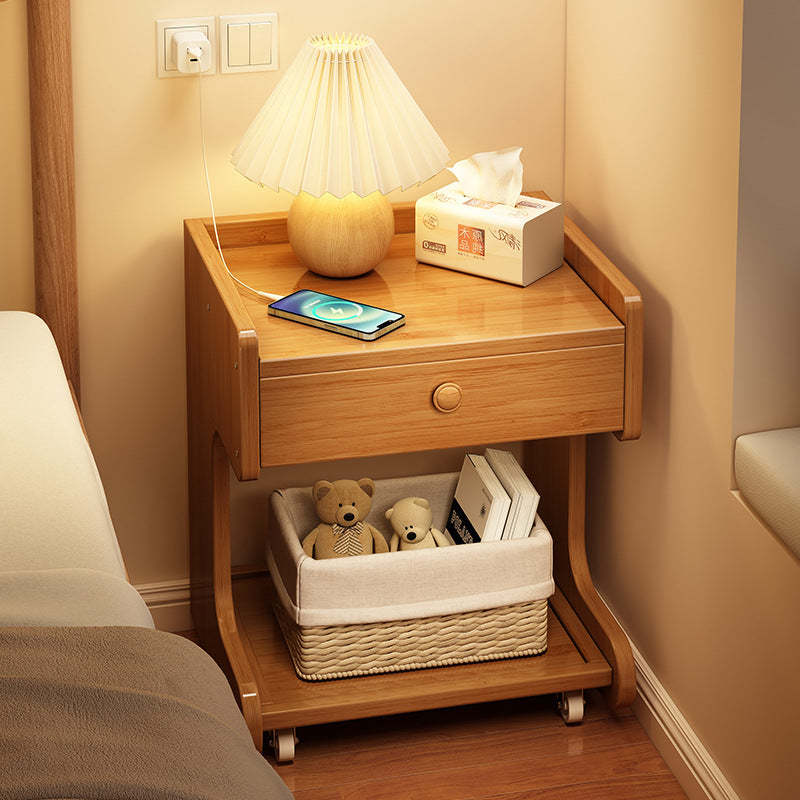 Minimalist Solid Wood 1-Drawer Rectangular Nightstand