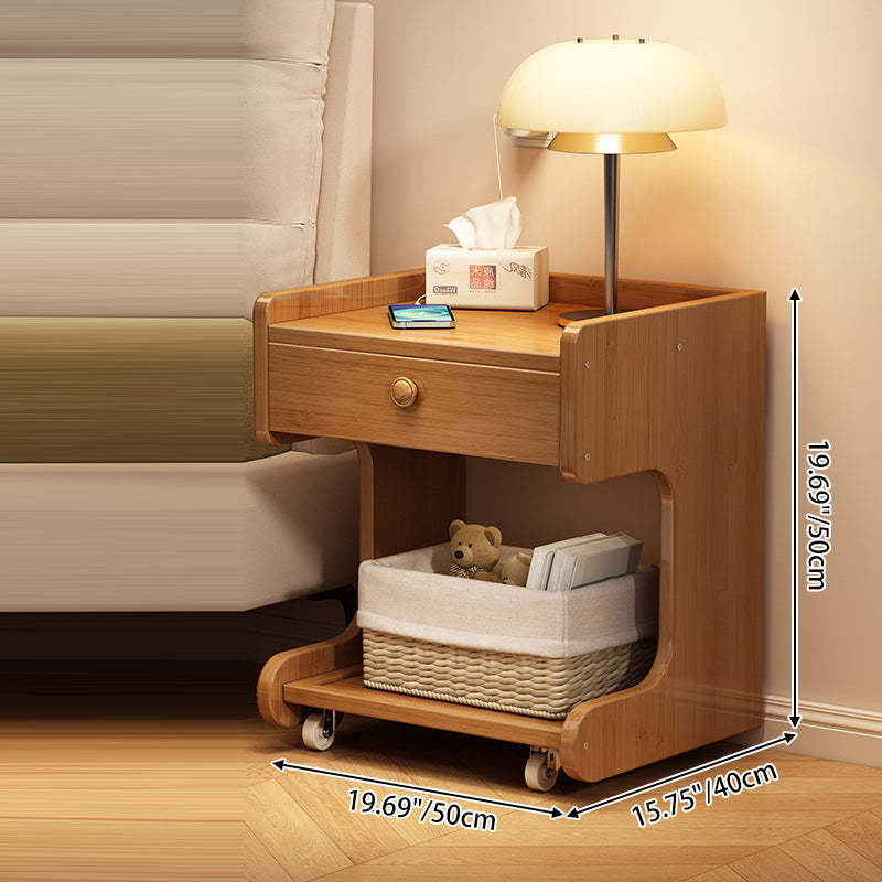 Minimalist Solid Wood 1-Drawer Rectangular Nightstand