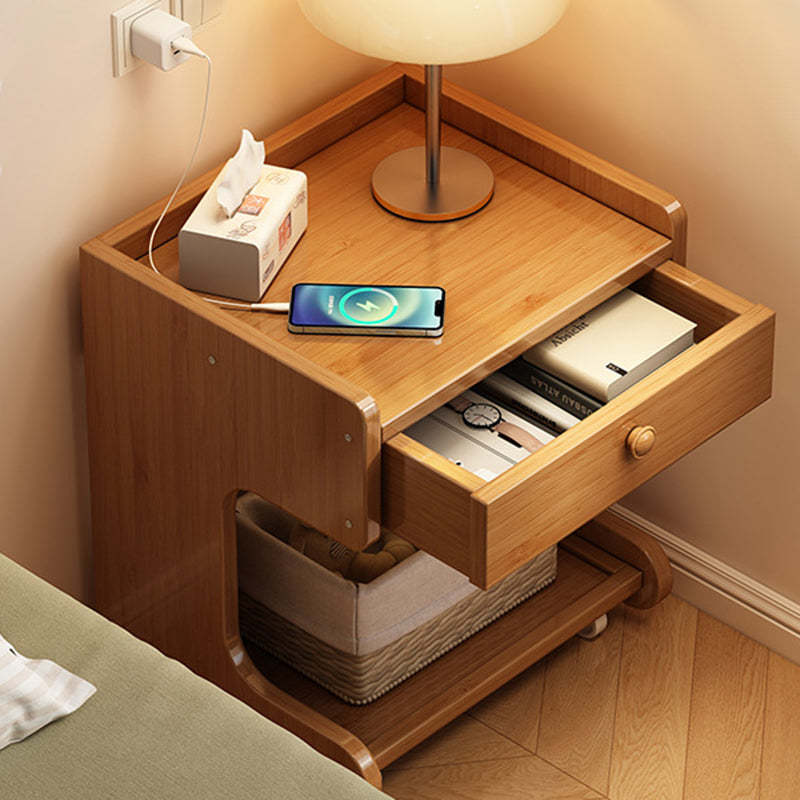 Minimalist Solid Wood 1-Drawer Rectangular Nightstand
