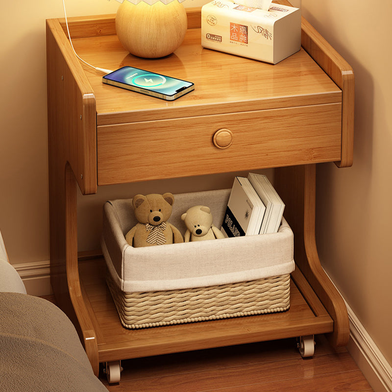 Minimalist Solid Wood 1-Drawer Rectangular Nightstand