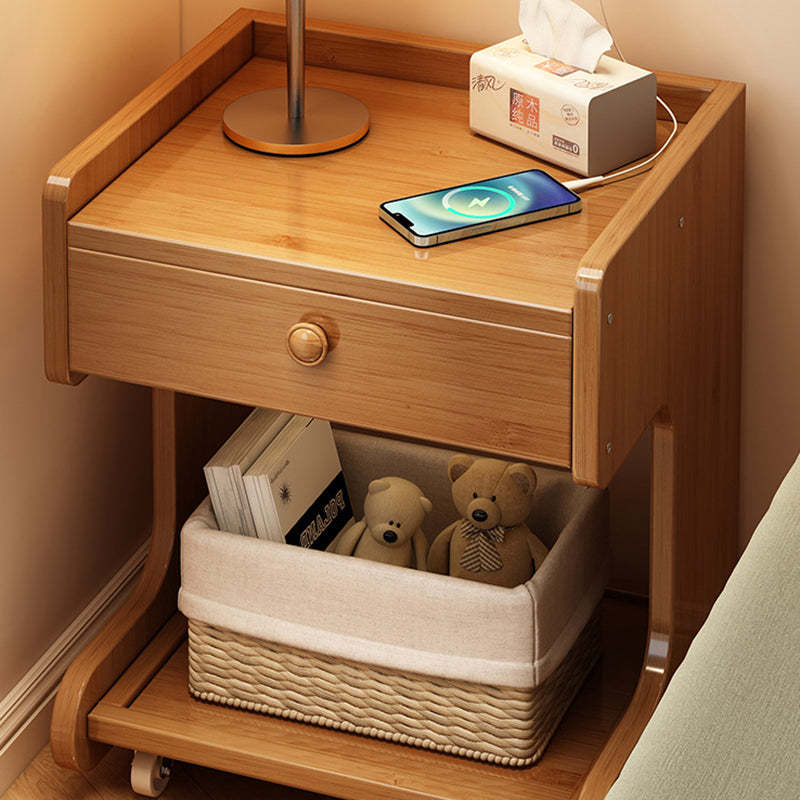 Minimalist Solid Wood 1-Drawer Rectangular Nightstand