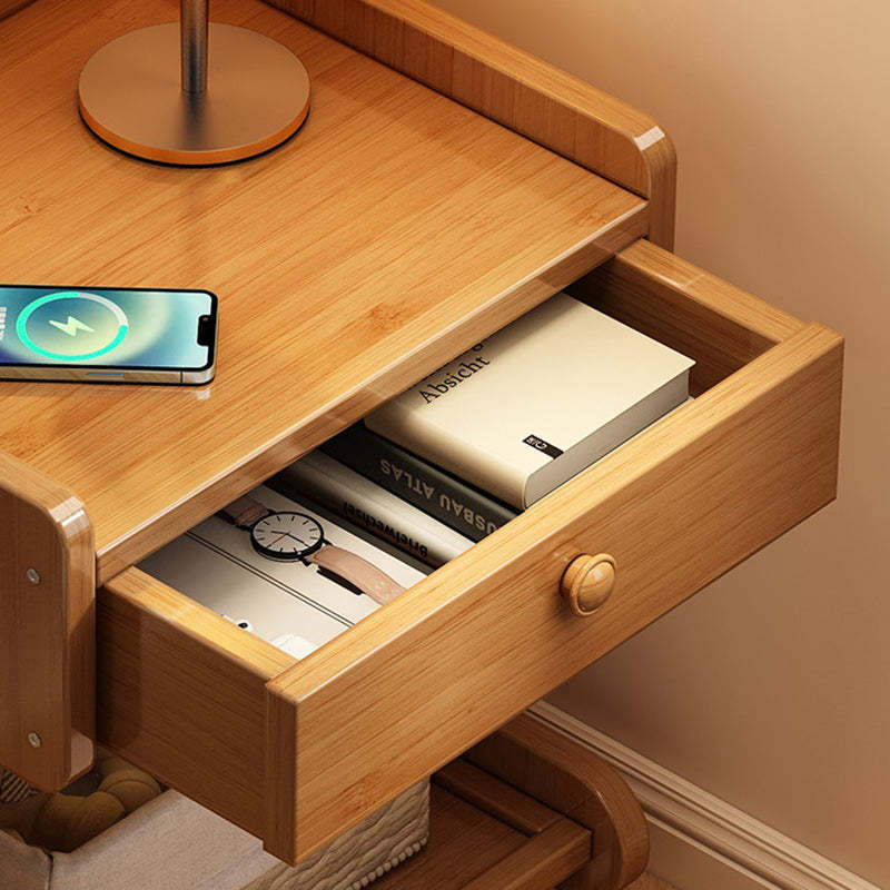 Minimalist Solid Wood 1-Drawer Rectangular Nightstand