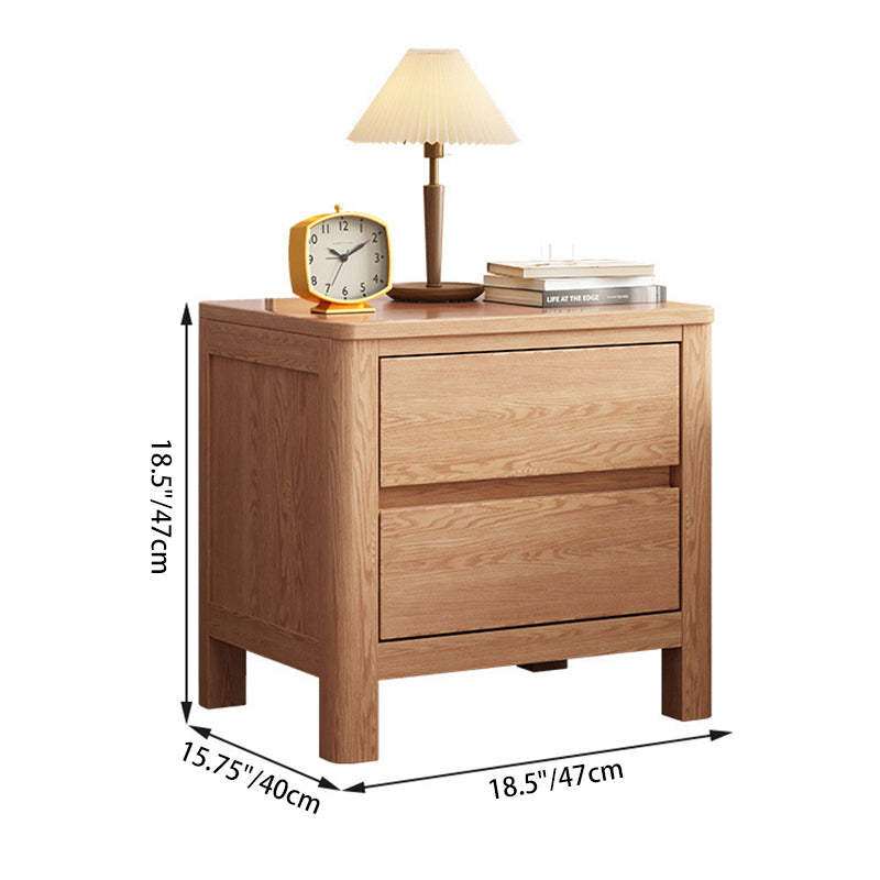 Scandinavian Oak Wood 2-Drawer Nightstand — Begonia Color