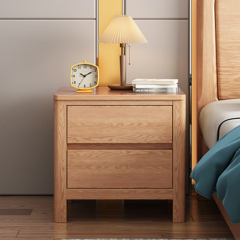 Scandinavian Oak Wood 2-Drawer Nightstand
