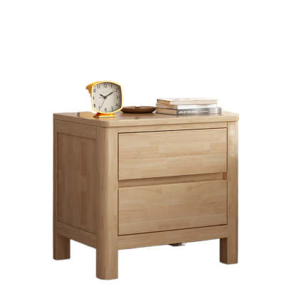 Scandinavian Oak Wood 2-Drawer Nightstand