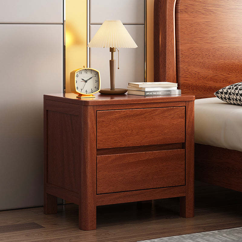 Scandinavian Oak Wood 2-Drawer Nightstand — Beech Wood Color