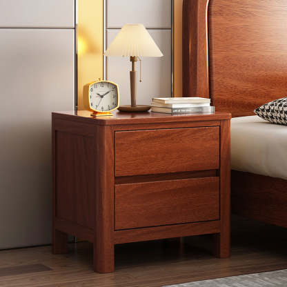 Scandinavian Oak Wood 2-Drawer Nightstand — Beech Wood Color
