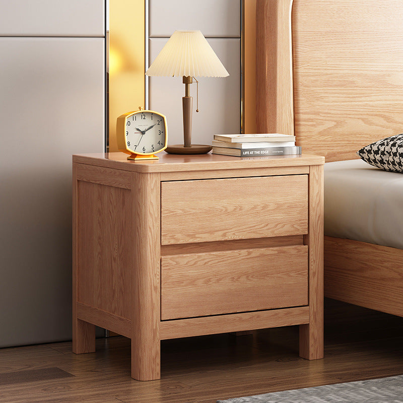 Scandinavian Oak Wood 2-Drawer Nightstand