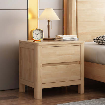 Scandinavian Oak Wood 2-Drawer Nightstand