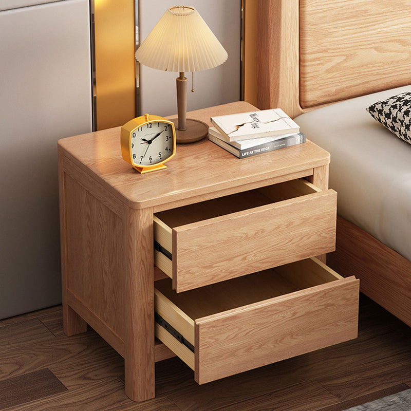 Scandinavian Oak Wood 2-Drawer Nightstand