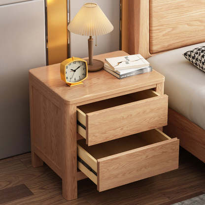 Scandinavian Oak Wood 2-Drawer Nightstand