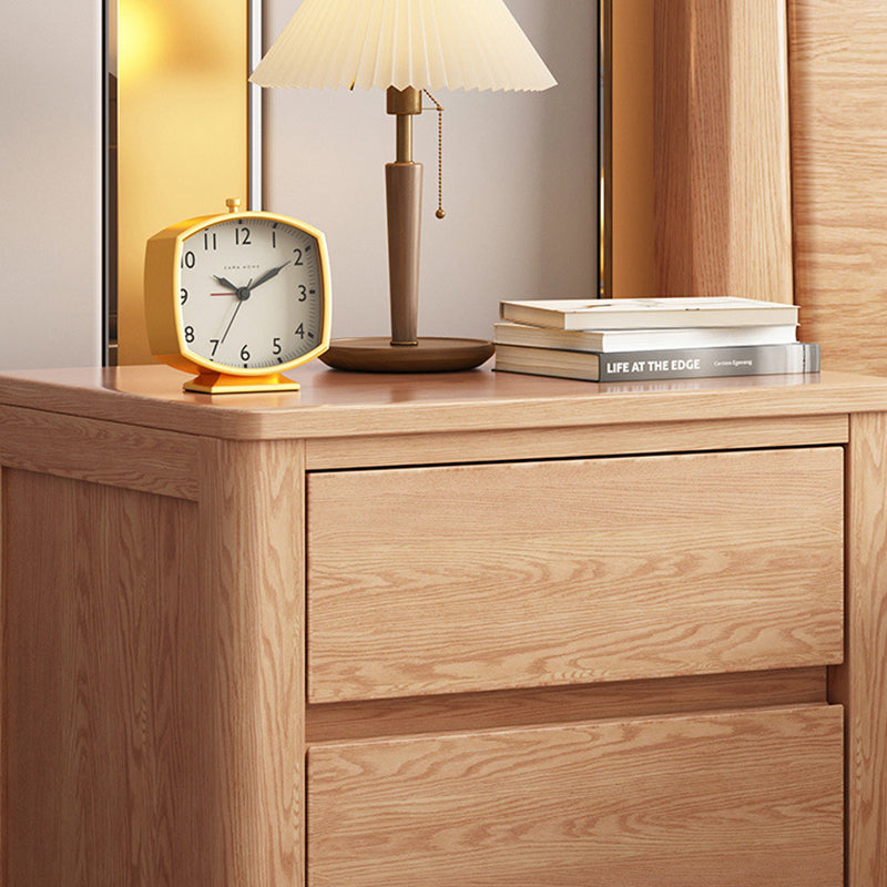 Scandinavian Oak Wood 2-Drawer Nightstand