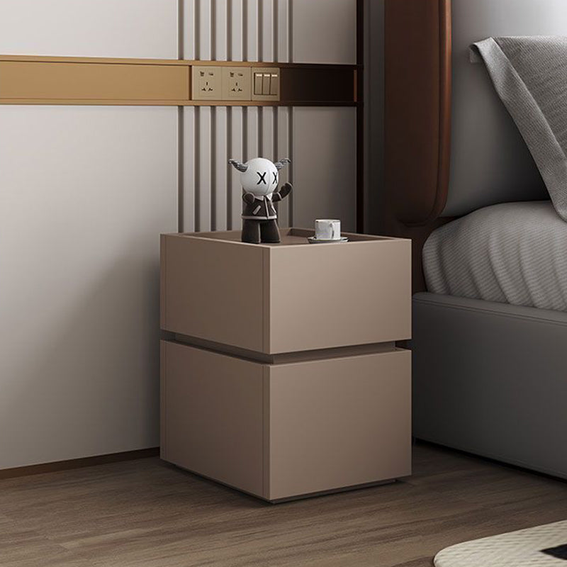 Modern Ultra-Narrow Solid Wood 2-Drawer Nightstand — Walnut Color