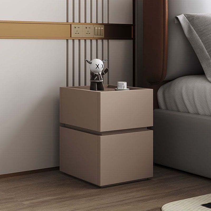 Modern Ultra-Narrow Solid Wood 2-Drawer Nightstand — Walnut Color