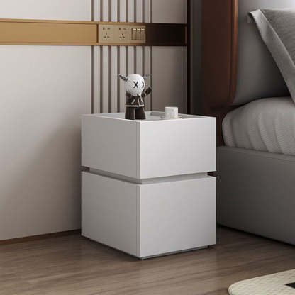 Modern Ultra-Narrow Solid Wood 2-Drawer Nightstand