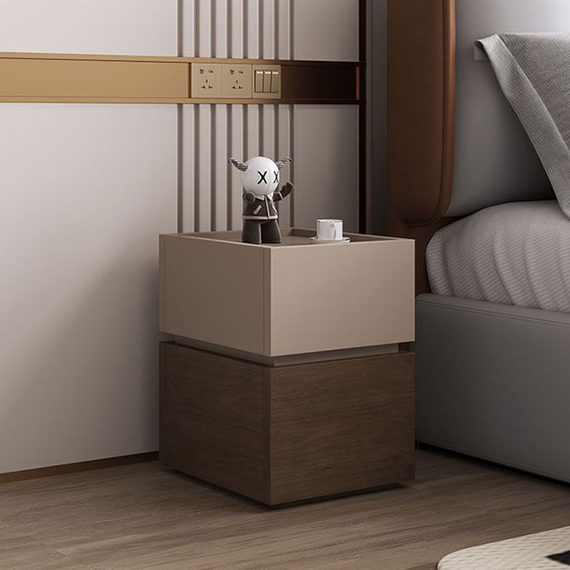 Modern Ultra-Narrow Solid Wood 2-Drawer Nightstand