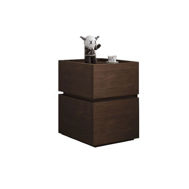 Modern Ultra-Narrow Solid Wood 2-Drawer Nightstand