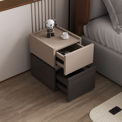 Modern Ultra-Narrow Solid Wood 2-Drawer Nightstand