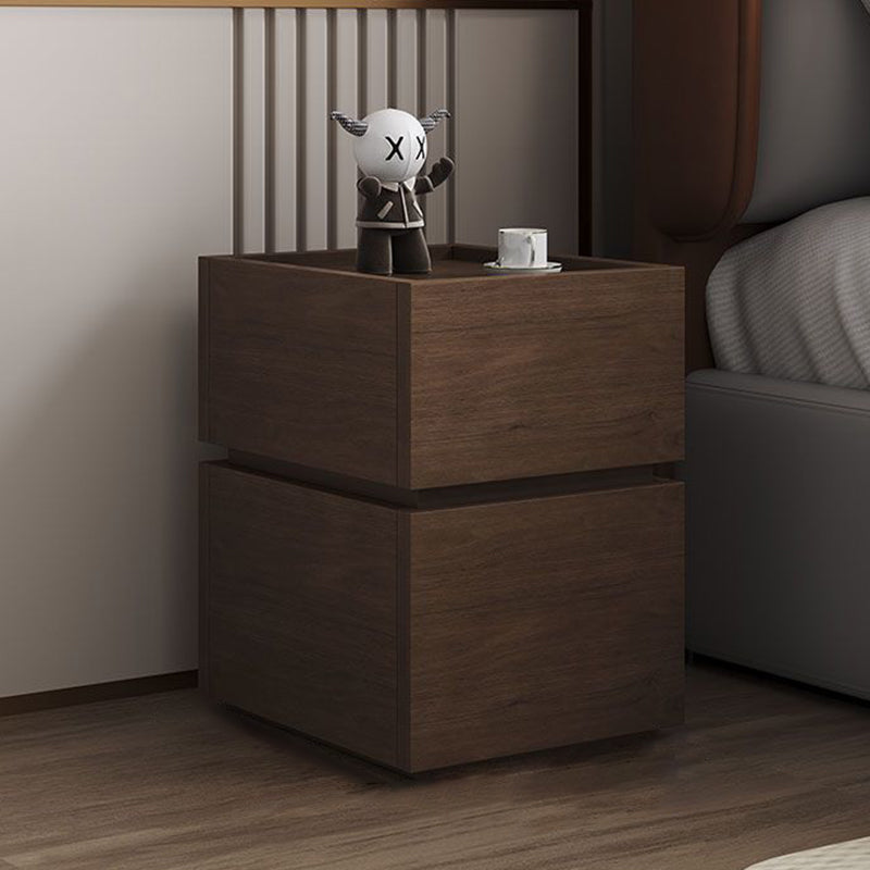 Modern Ultra-Narrow Solid Wood 2-Drawer Nightstand