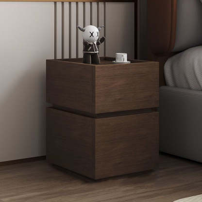 Modern Ultra-Narrow Solid Wood 2-Drawer Nightstand — White