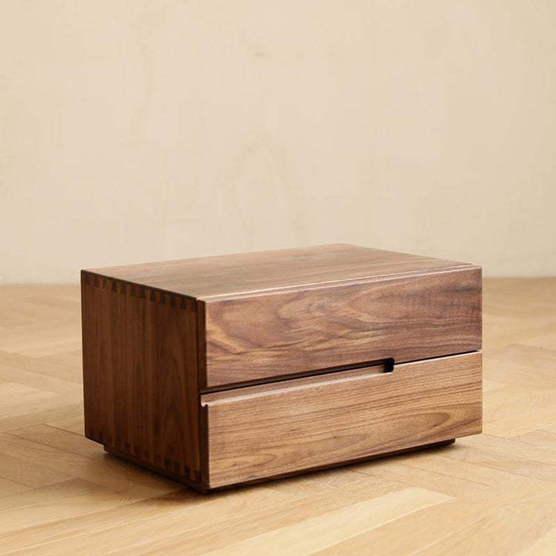 Scandinavian Solid Wood 2-Drawer Nightstand with Pulls