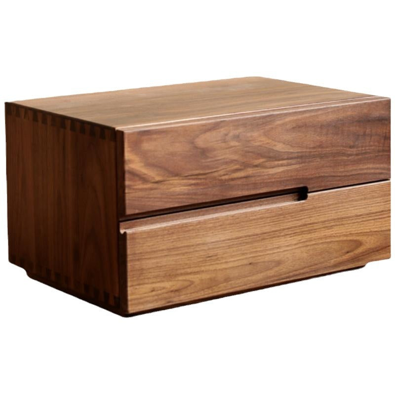 Scandinavian Solid Wood 2-Drawer Nightstand with Pulls