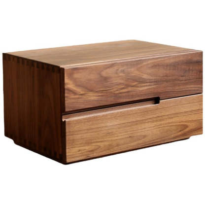 Scandinavian Solid Wood 2-Drawer Nightstand with Pulls