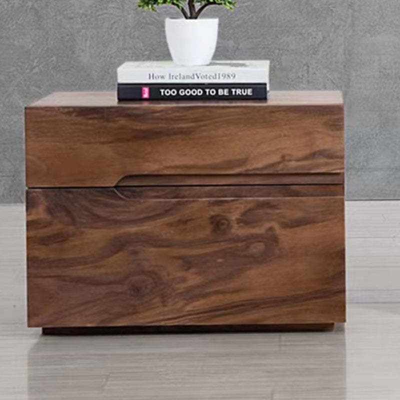 Scandinavian Solid Wood 2-Drawer Nightstand with Pulls