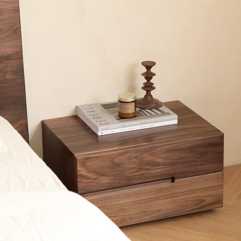 Scandinavian Solid Wood 2-Drawer Nightstand with Pulls — B - Right