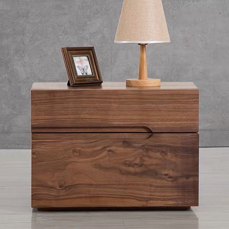 Scandinavian Solid Wood 2-Drawer Nightstand with Pulls