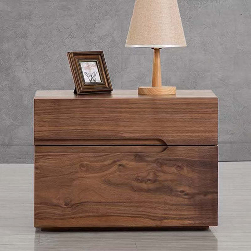 Scandinavian Solid Wood 2-Drawer Nightstand with Pulls
