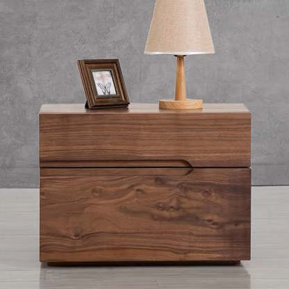 Scandinavian Solid Wood 2-Drawer Nightstand with Pulls