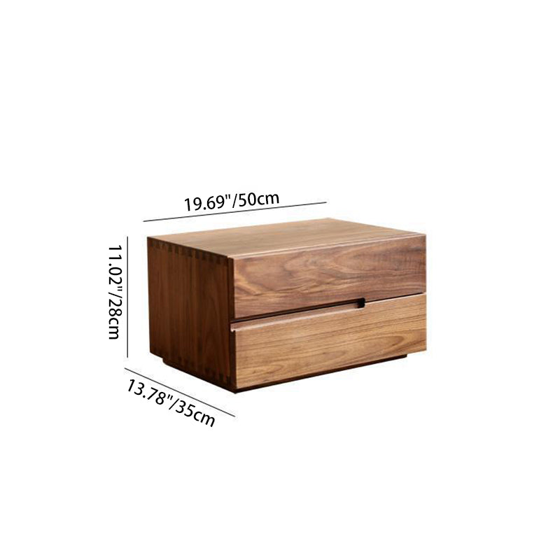 Scandinavian Solid Wood 2-Drawer Nightstand with Pulls