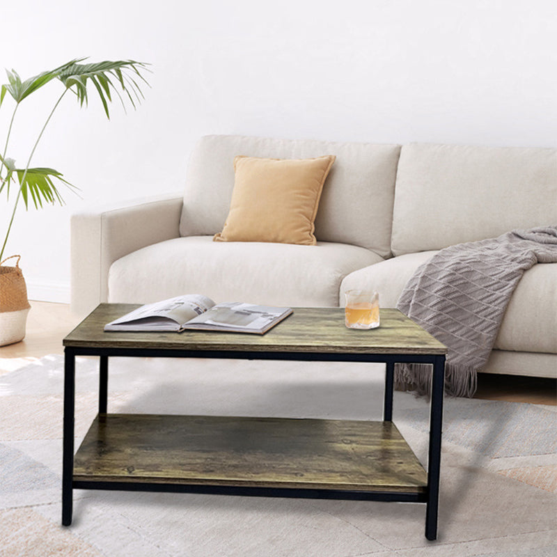 Minimalist mfc 2-tier wood iron wood coffee tables, Lighom